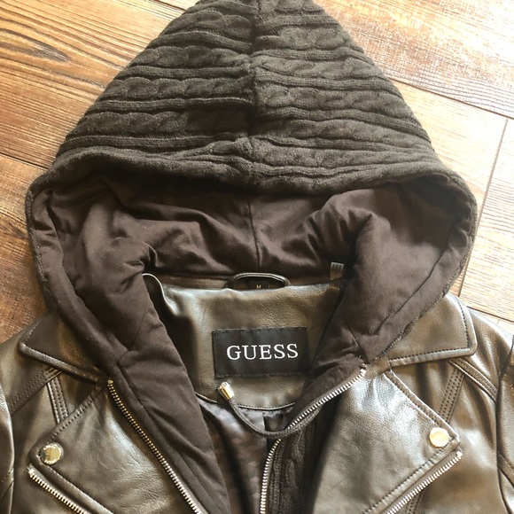 Guess dark brown hooded jacket. Size medium - Picture 3 of 11